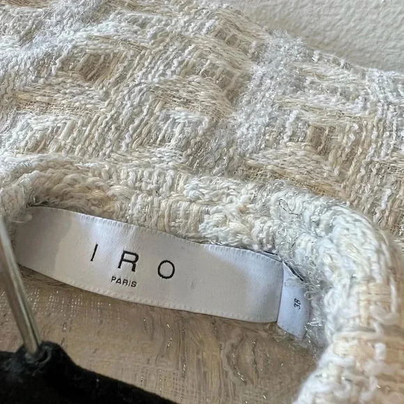 IRO NEW Marsh Metallic Ecru Silver Tweed Shacket Shirt Jacket 38 - Picture 15 of 15